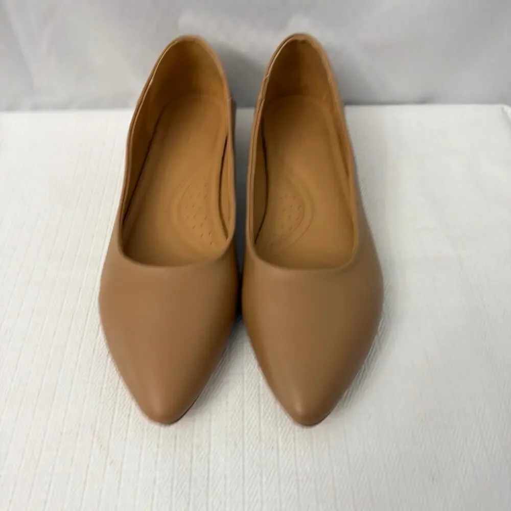 Nisolo Fina Pointed Toe Flat Shoes Womens Size 9.5 Almond Minimalist - Picture 3 of 10
